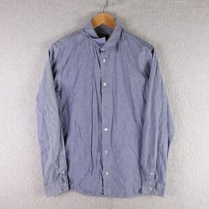 APC Mens Blue Cotton Button Down Shirt Rue Madame Paris Long Sleeve Size L